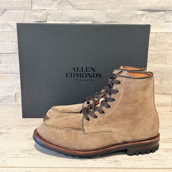 Allen Edmonds Carter Moc Toe Weatherproof Boot 8D Brown Suede Lace Up New $495 - Picture 5 of 15